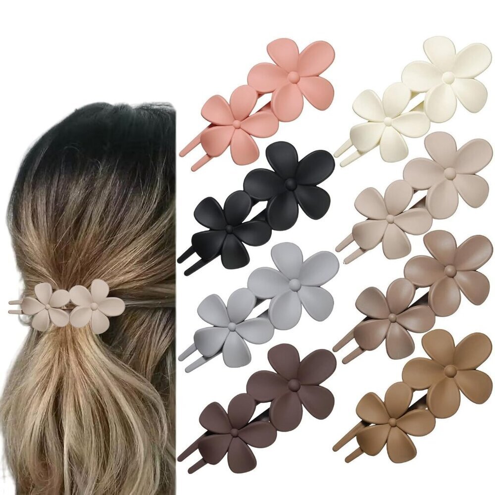 8 Pcs Flower Hair Claw Clips, Matte Flat Frangipani Hair Clips, Beach Tropical P